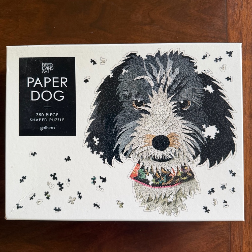 Galison Paper Dog 750-Piece Shaped Puzzle - Black and White